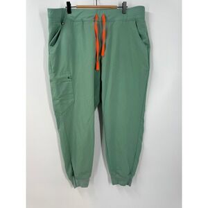 FIGS Zamora Jogger Scrub Pants Womens XXL Petite Green Neon Orange W18SW2005P